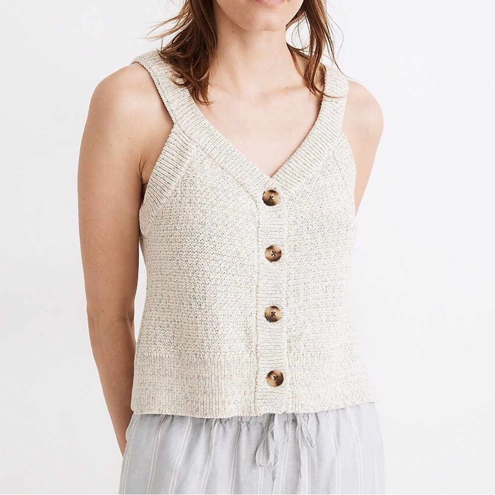 Madewell - Rainbow Marled Wakefield Button-Front Sweater Tank - size XXS